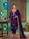 Pamela By Kaya Roman Embose Kurti With Bottom Dupatta Orders In India